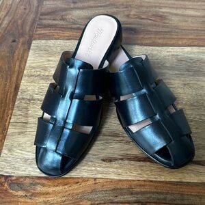Madewell Fisherman Mules Black sz 8
